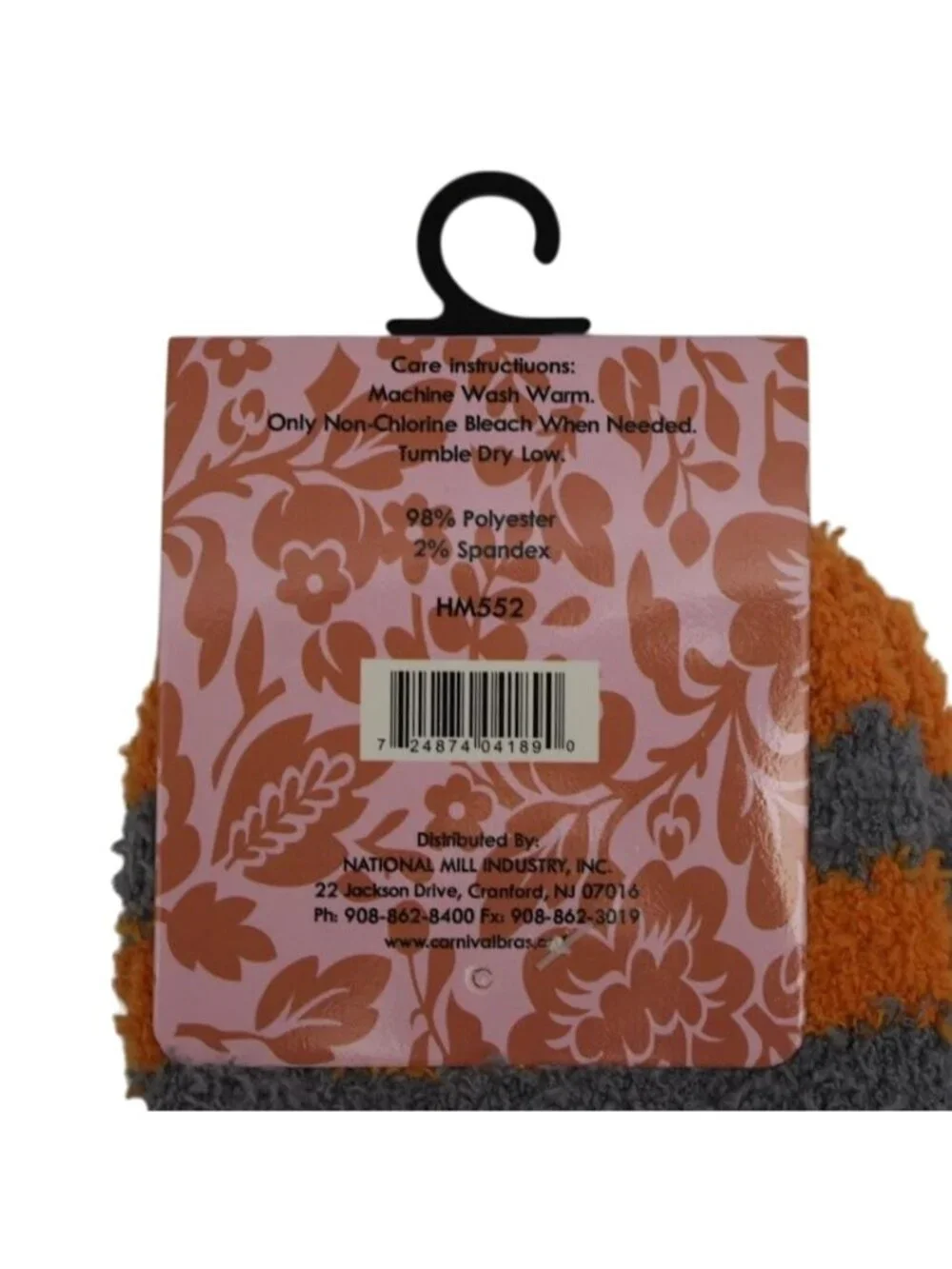 Carnival Womens Fuzzy Slipper Socks Orange Striped Soft Cozy One Size New